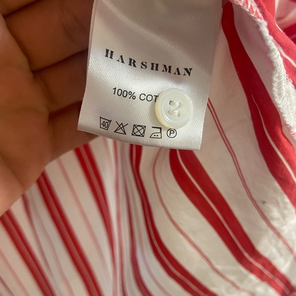 Harshman anthropologie Red and White Striped Women's Blouse Large - Picture 8 of 8